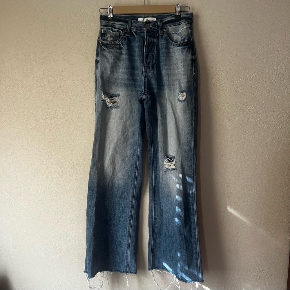 Kancan Wide Leg Distressed Jeans